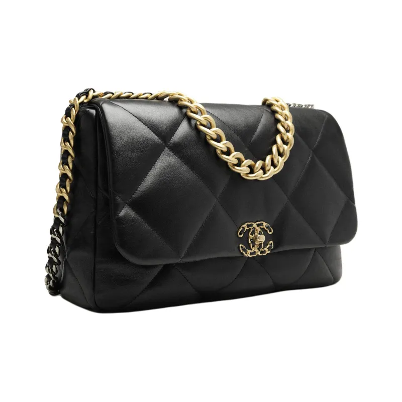 CHANEL 19Bag Bright Lambskin Flap Bag, Shoulder Bag, Crossbody Bag Extra Large Women's Black-2