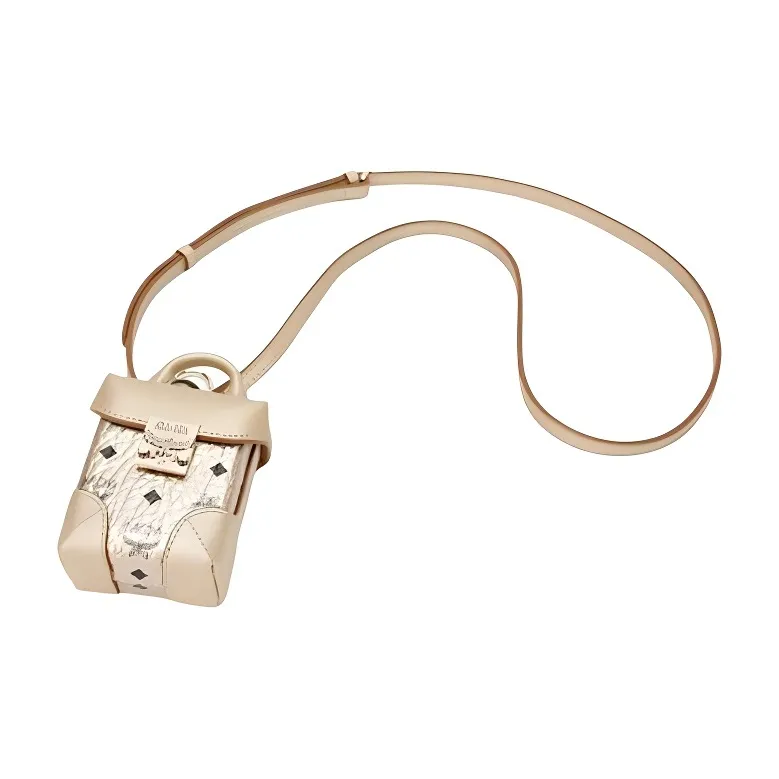 MCM Soft Berlin Visetos Leather Handbag Mini Women's Gold-3