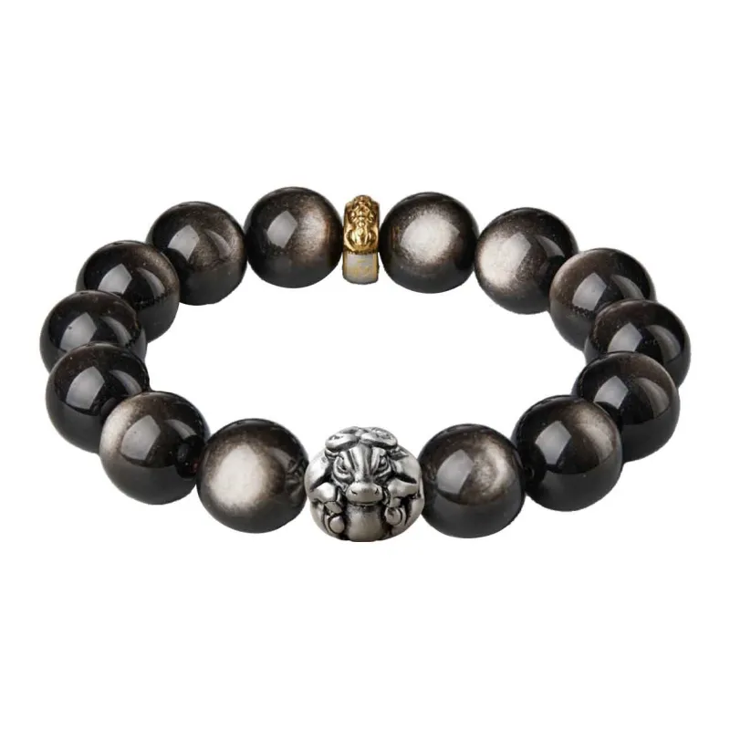 Moonstone Edge Obsidian Bracelets Unisex-1