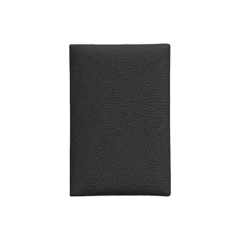 HERMES Calvi Epsom Calfskin Business Card Holder, Coin Purse, Wallet, Card Holder Women's Noir Black