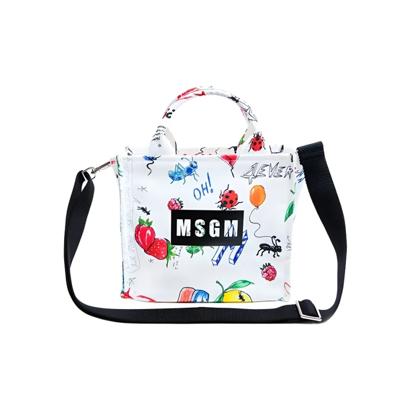 MSGM Nylon Fabric Crossbody Handbag Unisex White-0