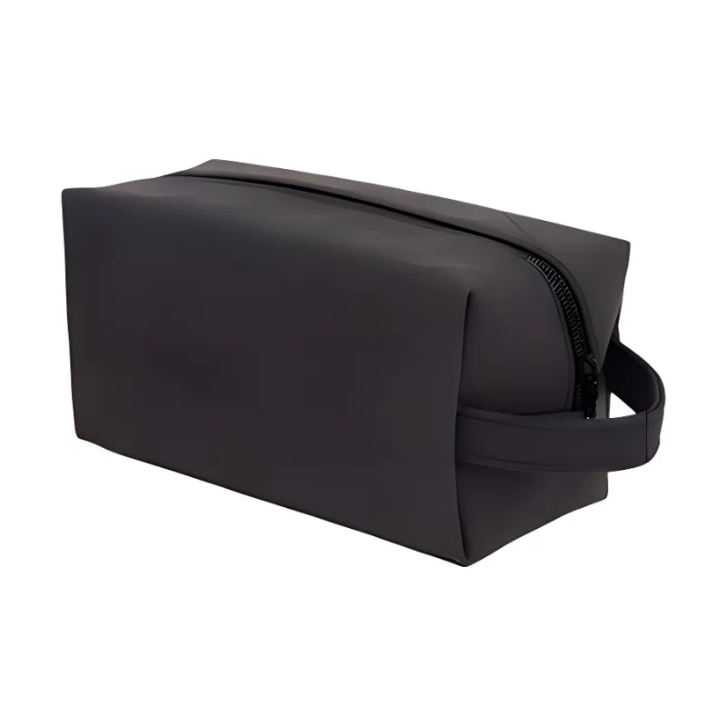 HAWA PU Portable Toiletry Bag Storage Bag Makeup Bag Medium Size Unisex Black-3