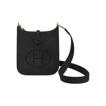 HERMES Evelyne Amazone Clemence Gold 16 Mini/TPM Noir