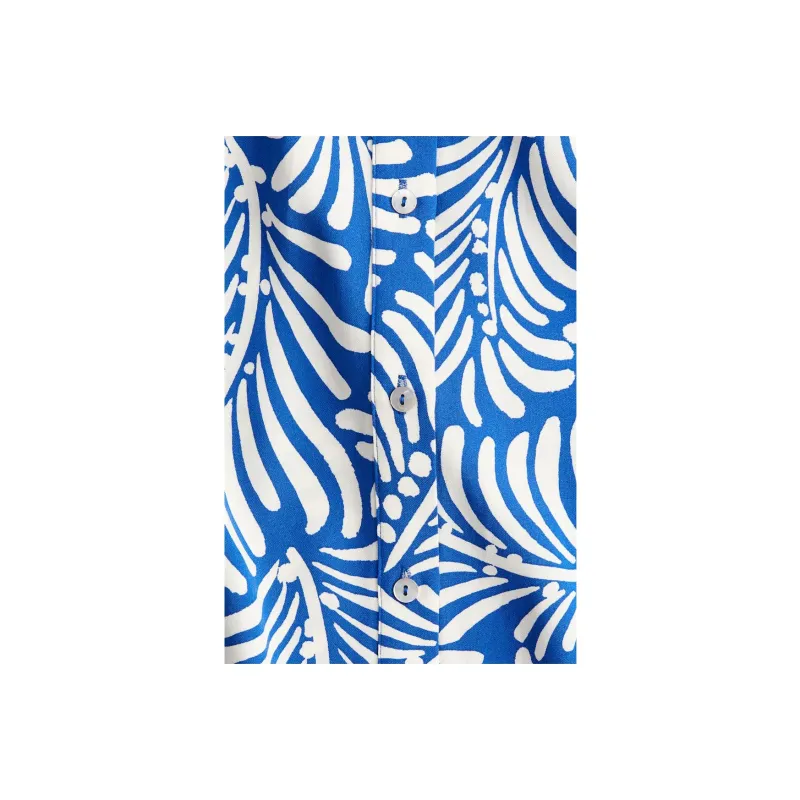 H&M Short Sleeved Dress Women's Bright Blue/White-1