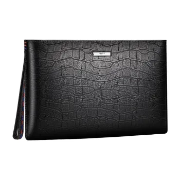 SEPTWOLVES Cow Leather Envelope Bag, Clutch Tubas Men's Black
