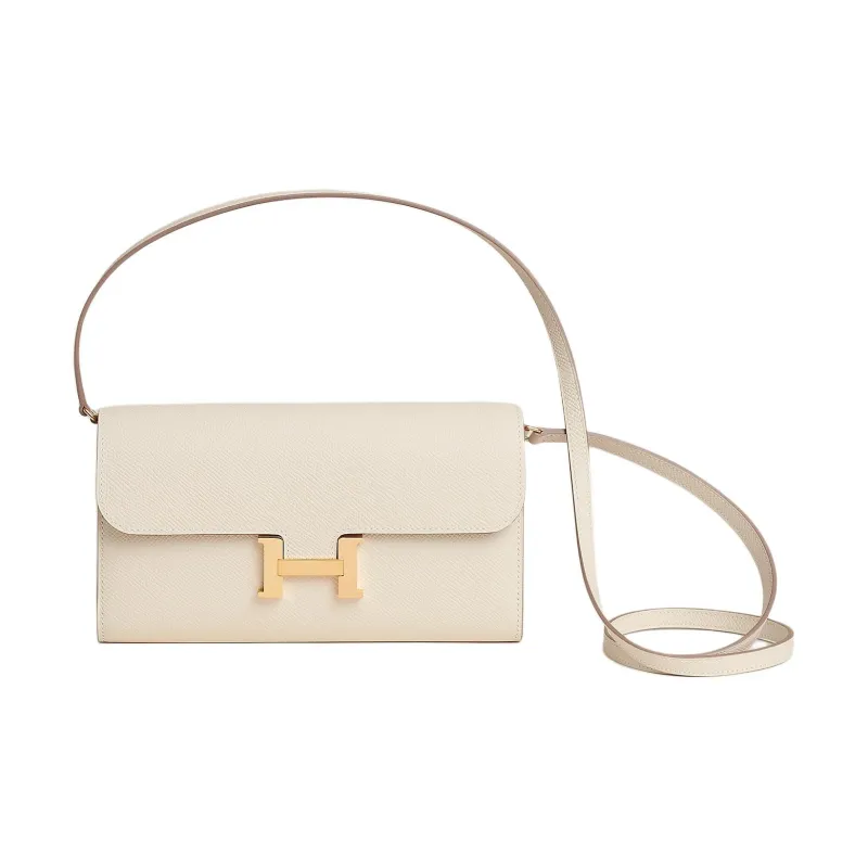 HERMES Constance To Go Epsom Leather Handheld Shoulder Bag, Crossbody Bag Women's 10 Craie Milkshake White-0