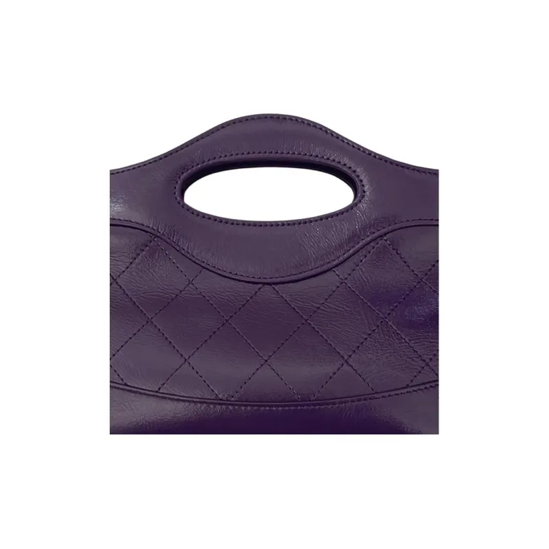 CHANEL Bright Cow Leather Shoulder Bag, Crossbody Bag, Handbag Mini Women's Purple-3