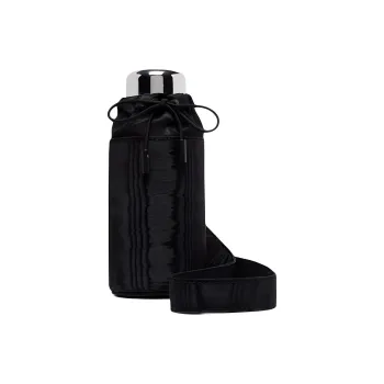 Marine Serre Nylon Stainless Steel Insulated Cup Water Bottle Bag Set Shoulder Bag Crossbody Bag Unisex Black