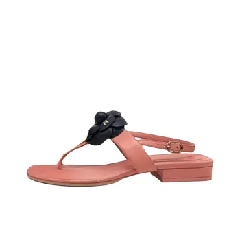 CHANEL 25C Camellia Jolie One Strap Sandals 3cm Women's Pink