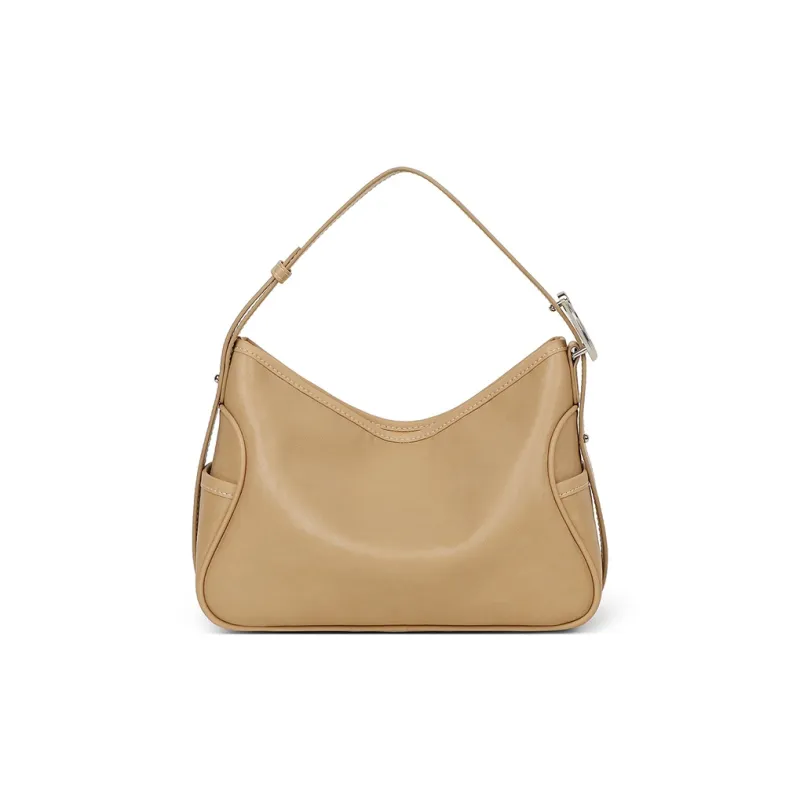 Teenmix Split Cow Leather With Synthetic Leather Crossbody Handbag, Shoulder Bag Regular Women's Ecru/Khaki/Black-25