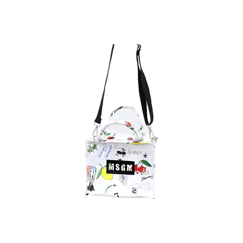 MSGM Nylon Fabric Crossbody Handbag Unisex White-1