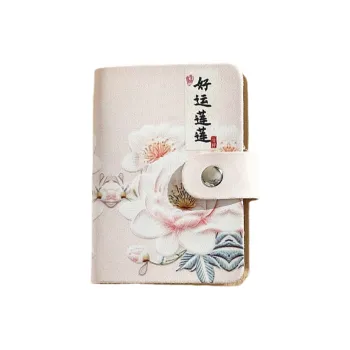 OUZIHUANG PU Card Holder Regular Unisex Continuous Good Luck/Small Daisy/White Rose/Pink And White Flowers/Tulip