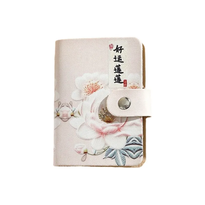 OUZIHUANG PU Card Holder Regular Unisex Continuous Good Luck/Small Daisy/White Rose/Pink And White Flowers/Tulip-0