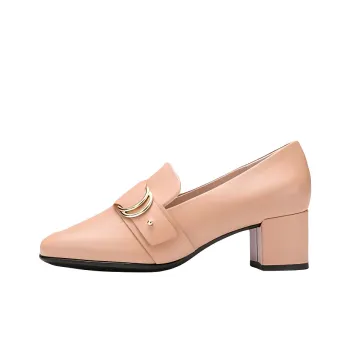 Ecco 35 Square Toe Molded Loafers 5cm Women's Light Brown
