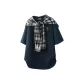 Navy Blue with Black and White Shawl