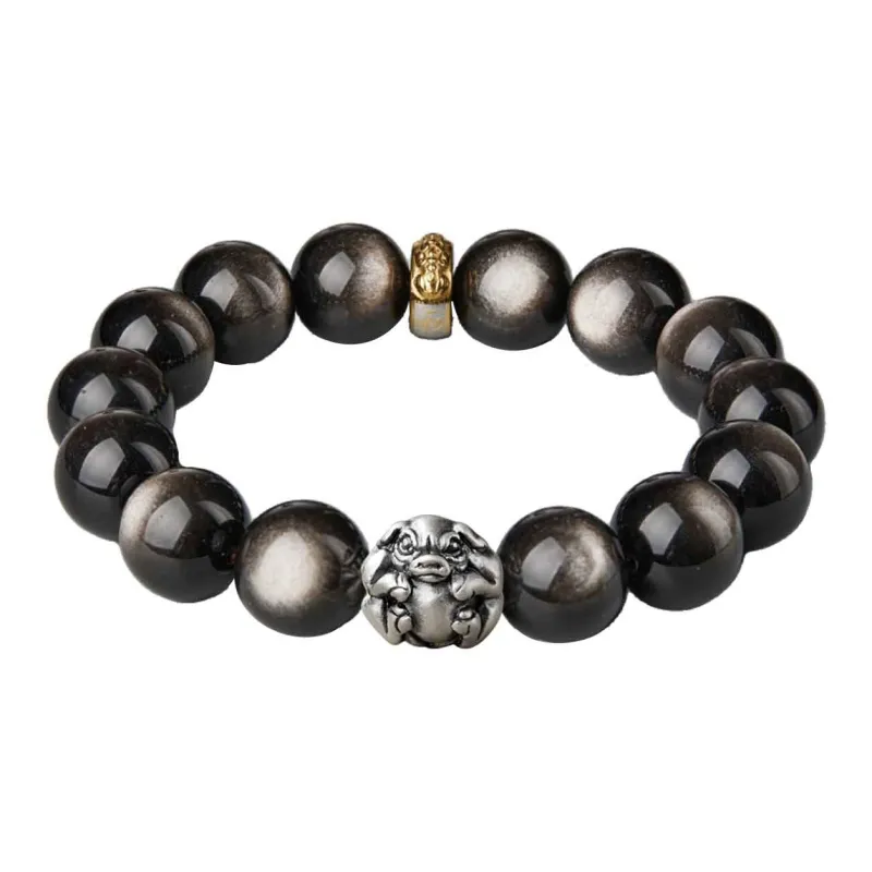 Moonstone Edge Obsidian Bracelets Unisex-14
