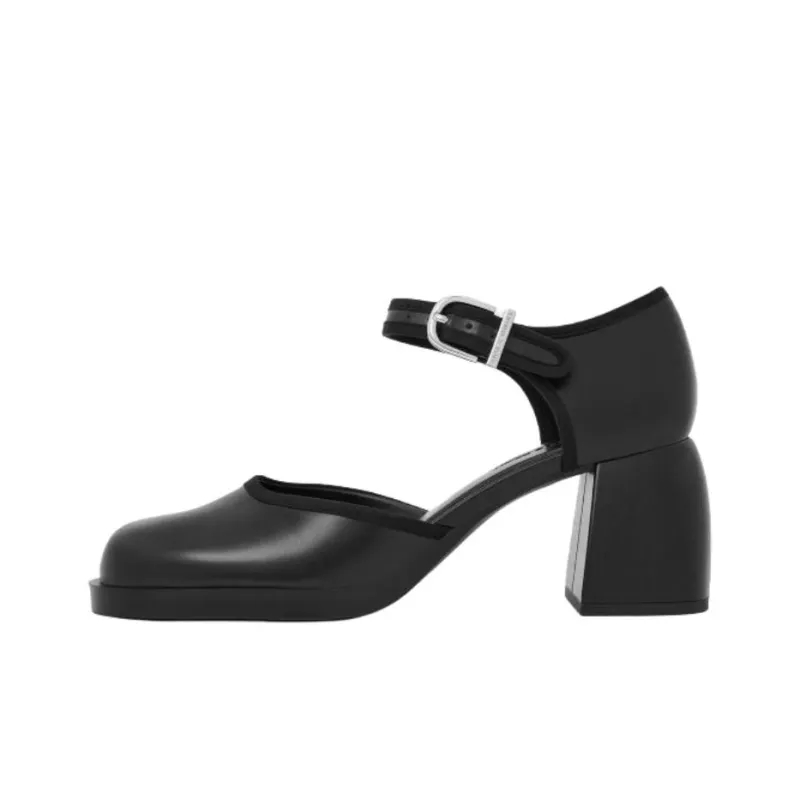 CHARLES&KEITH D'Orsay Chunky Heel High Heels 6.5cm Women's Black-0