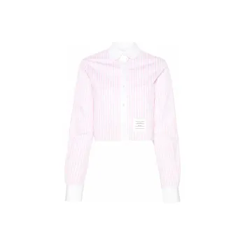 THOM BROWNE Striped Cotton Cropped Shirt