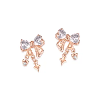 Disney Princess 925 Sterling Silver Stud Earrings Women's Rose Gold