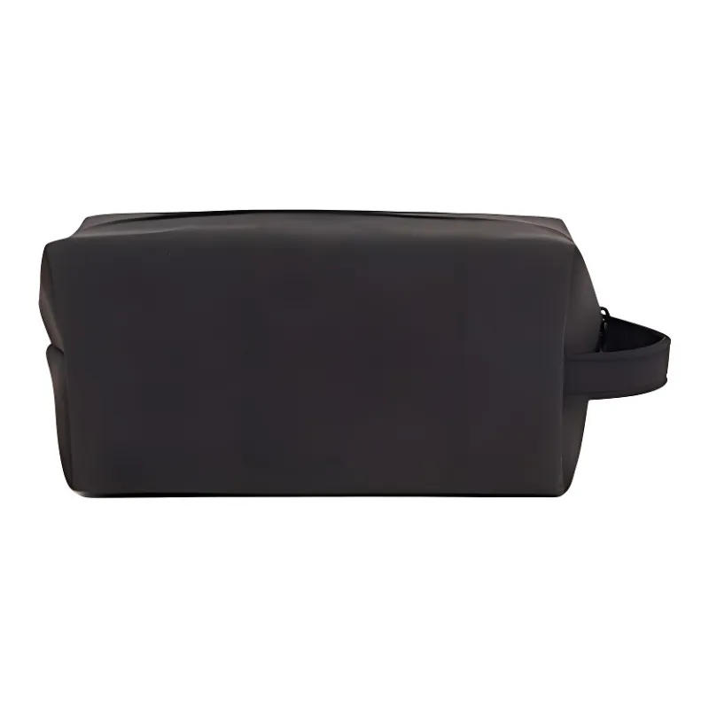HAWA PU Portable Toiletry Bag Storage Bag Makeup Bag Medium Size Unisex Black-0