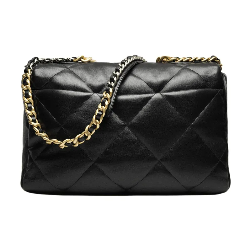 CHANEL 19Bag Bright Lambskin Flap Bag, Shoulder Bag, Crossbody Bag Extra Large Women's Black-3