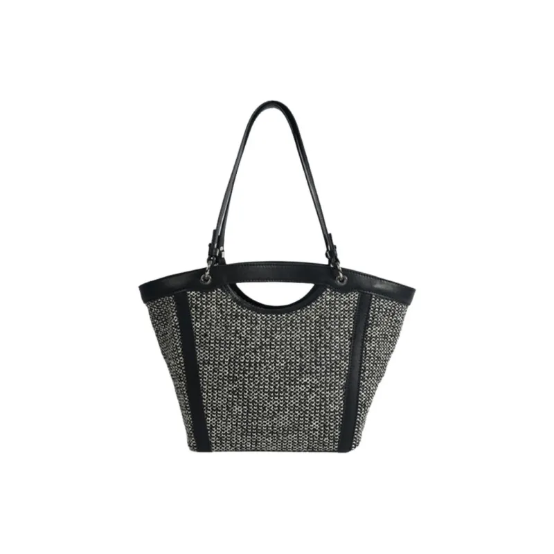 Bullrun Raffia With Microfiber Tote Bag, Shoulder Bag Women's Apricot/Black-2