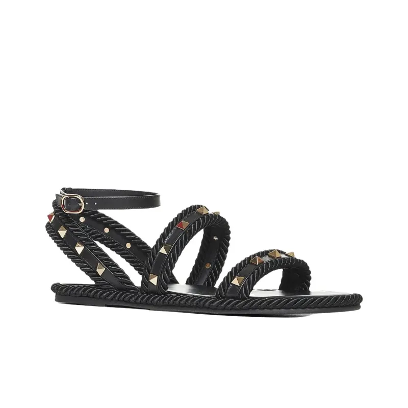 Valentino Rockstud One Strap Sandals Women's Black-2