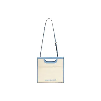 MICHAEL KORS MICHAEL KORS Luggage Collection Fabric Clutch Tubas Women's Ecru & Light Blue