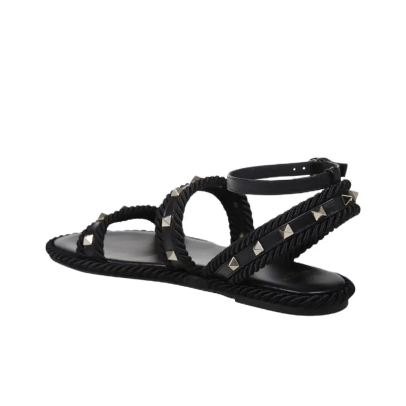Valentino Rockstud One Strap Sandals Women's Black-4