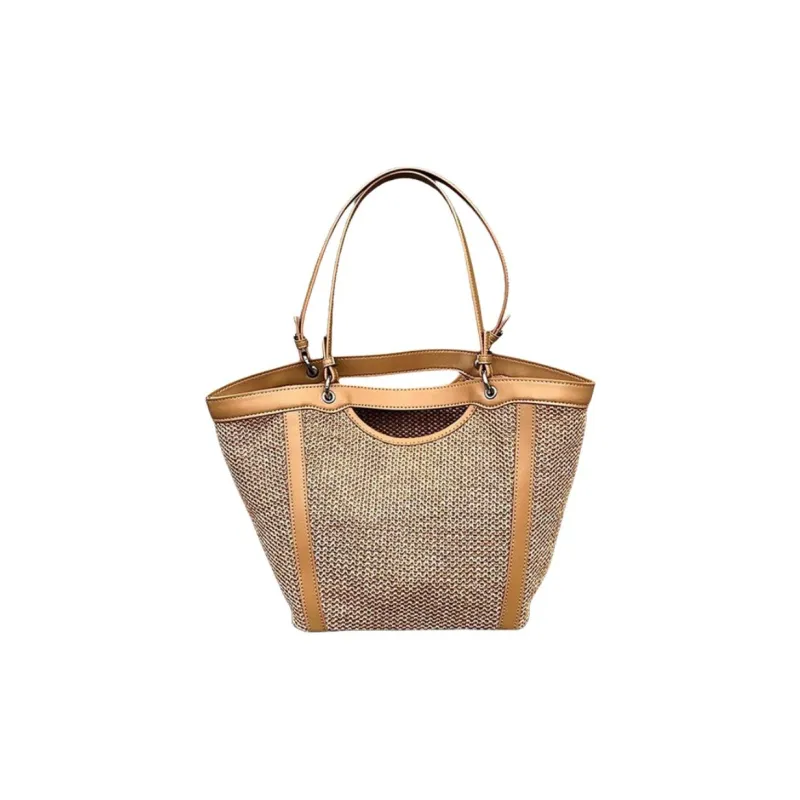 Bullrun Raffia With Microfiber Tote Bag, Shoulder Bag Women's Apricot/Black-0