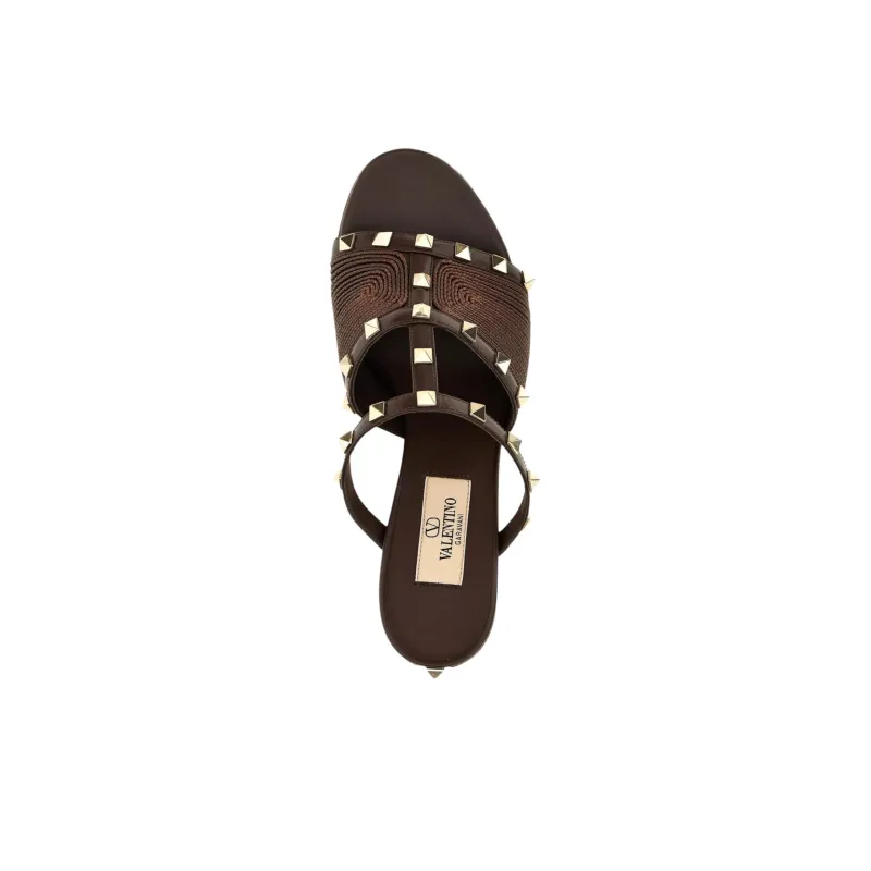 Valentino Rubber Sole Odor Resistant Slide Slippers Women's Brown-4
