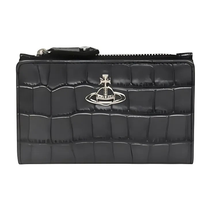 Vivienne Westwood Crocodile Embossed Leather Card Holder Women's Black-0