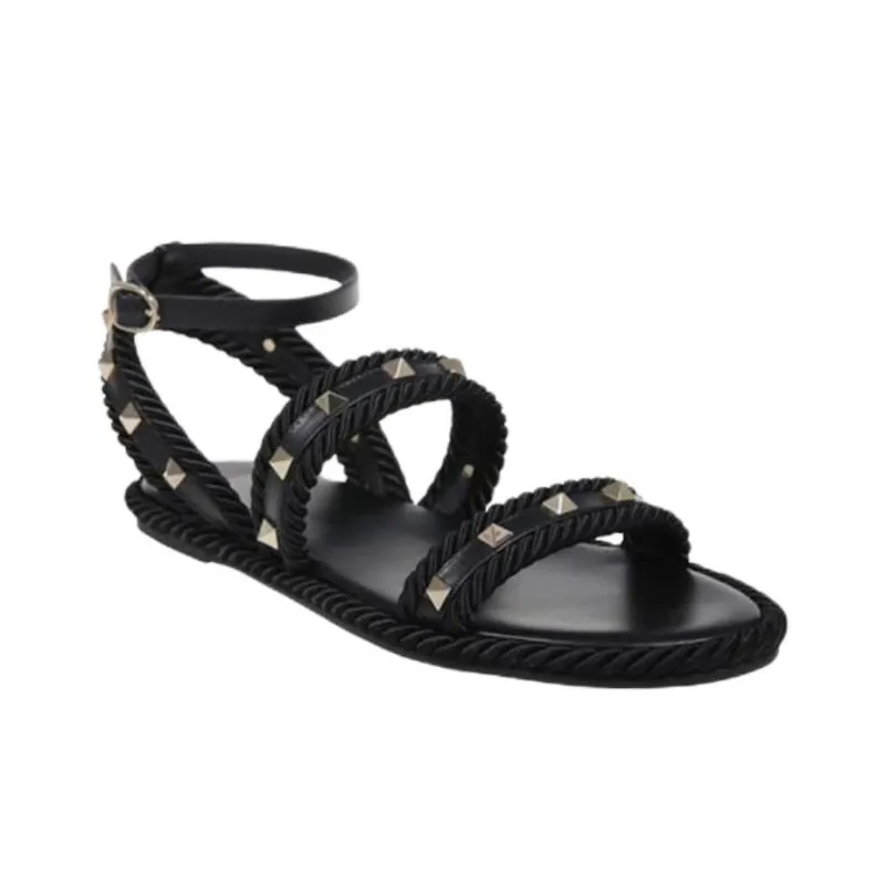 Valentino Rockstud One Strap Sandals Women's Black-3