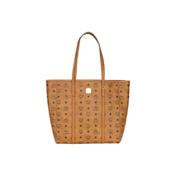 MCM Anya Top Zip Shopper Visetos Medium Cognac