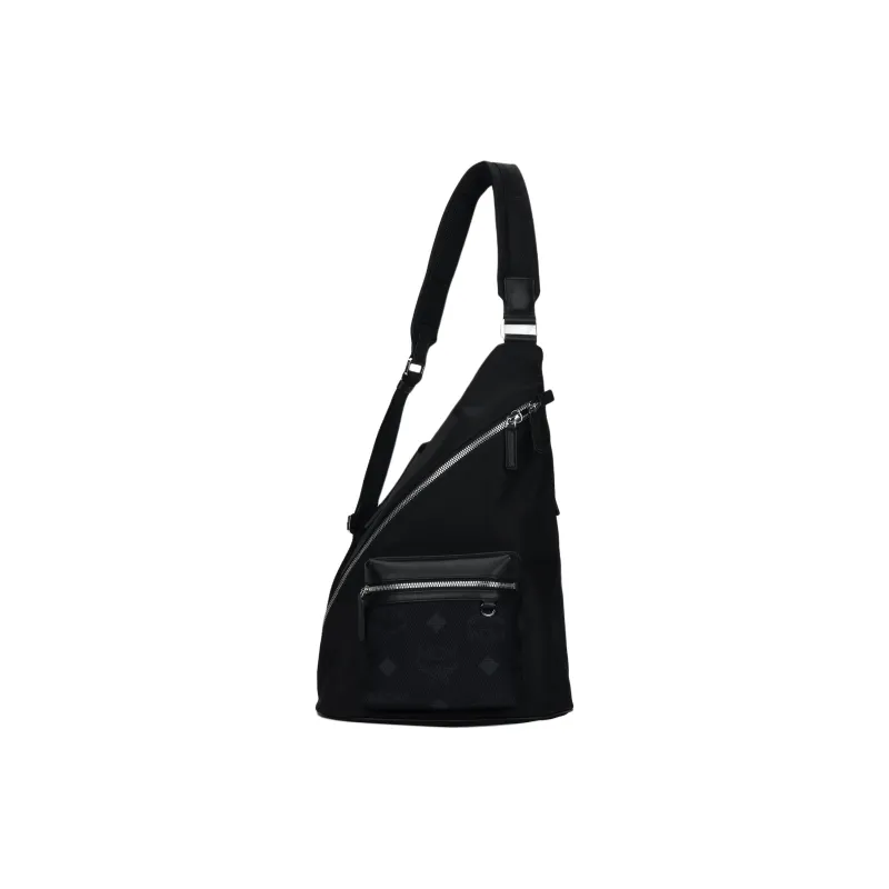 MCM Aren Recycled Nylon Sling Bag Medium Size Men's Black-0
