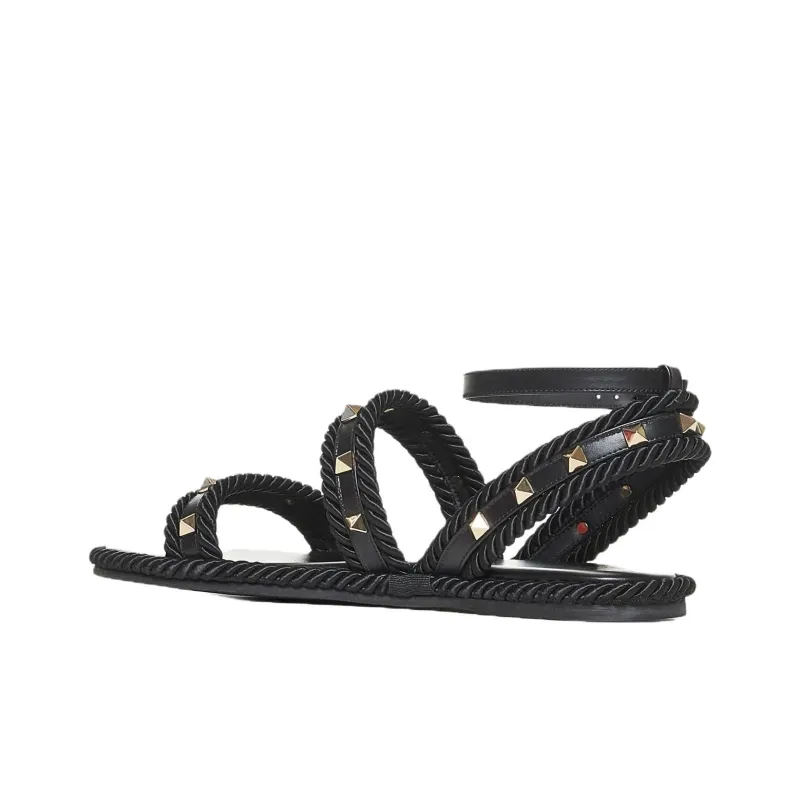 Valentino Rockstud One Strap Sandals Women's Black-5