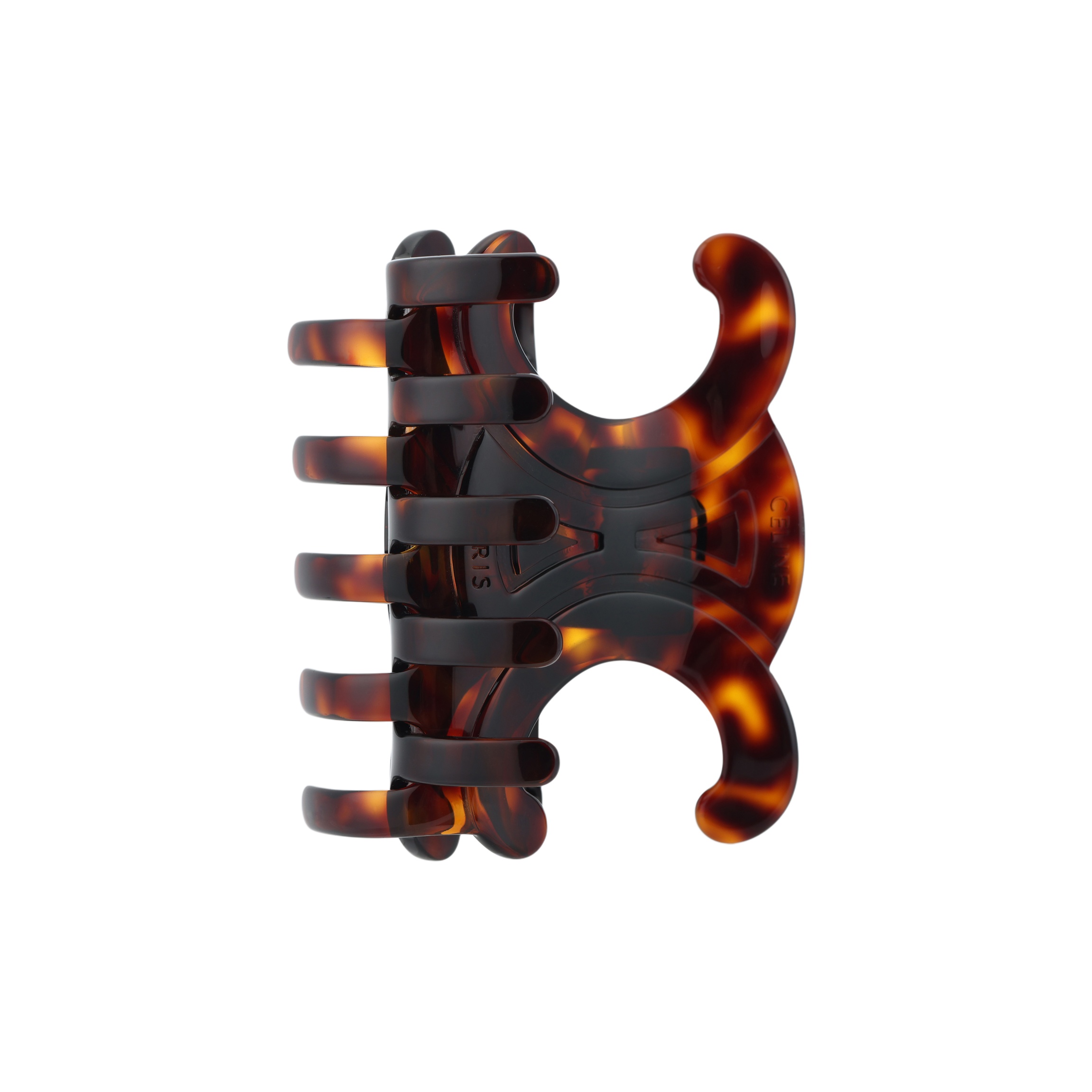 24PF new/CELINE ロゴ入りヘアクリップ Hair Clip Brown CELINE Logo Engraved Hair Clip - POIZON