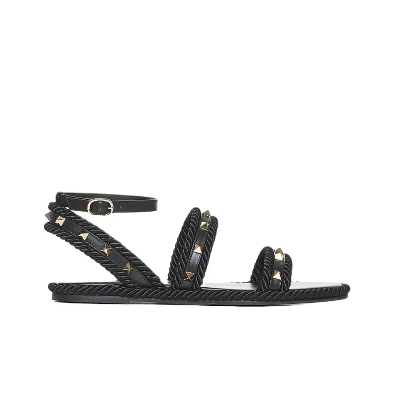 Valentino Rockstud One Strap Sandals Women's Black-1
