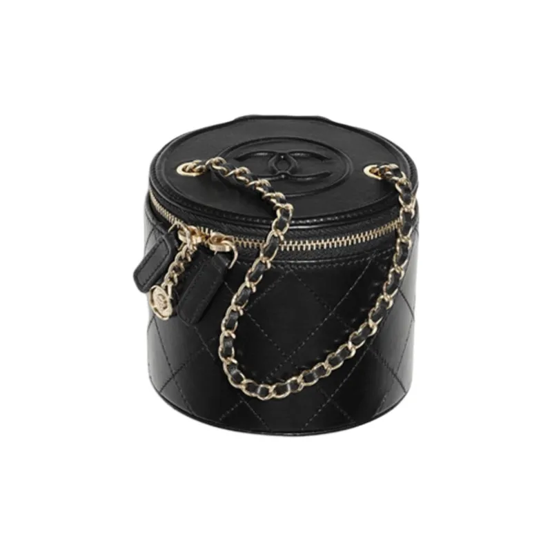CHANEL Lambskin Cylinder Bag, Shoulder Bag Women's Black-0
