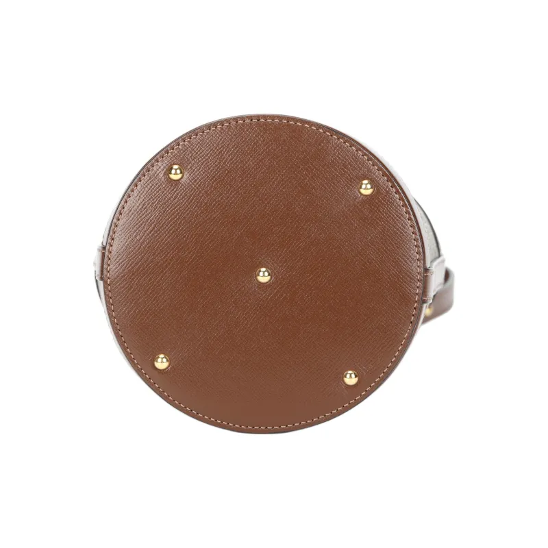 GUCCI Horsebit 1955 Canvas With Leather Bucket Bag, Handbag, Shoulder Bag Women's Ebony & Brown-3