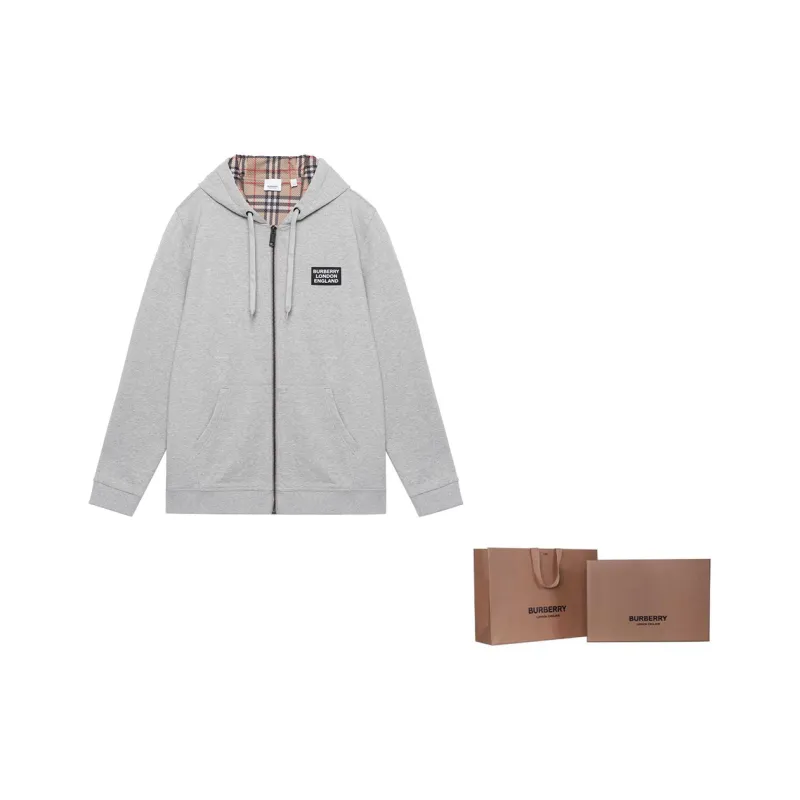 Burberry Cotton Blend Zip Hoodie - POIZON