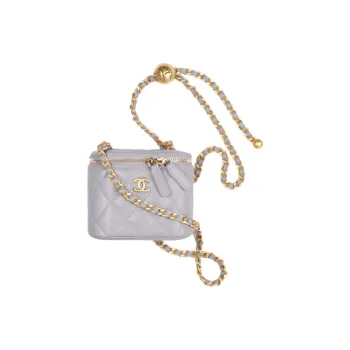 CHANEL Sheepskin With Tweed Shoulder Bag, Crossbody Bag Women's Gray