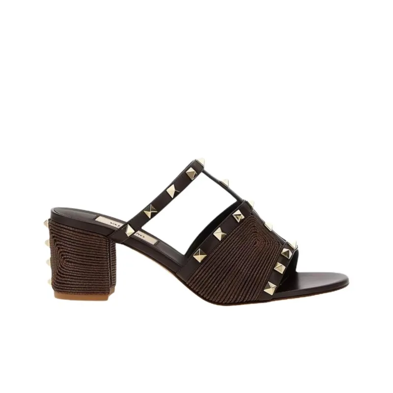 Valentino Rubber Sole Odor Resistant Slide Slippers Women's Brown-1