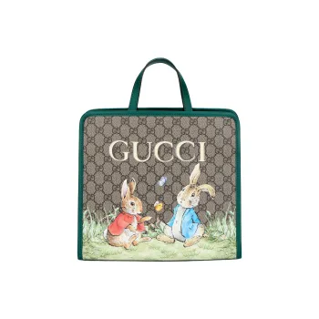 GUCCI Peter Rabbit Collaboration Canvas Tote Bag, Shopping Bag, Handbag Kids' Beige & Ebony