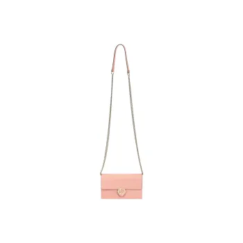 GUCCI Double G Leather WOC Chain Shoulder Messenger Bag Pink