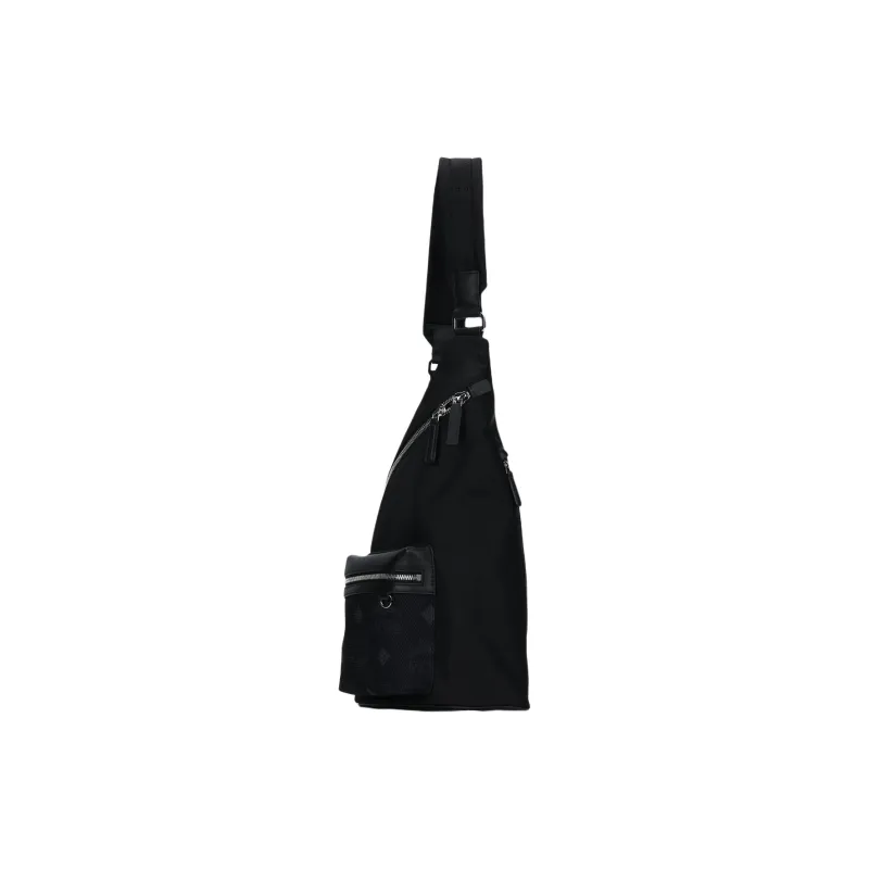 MCM Aren Recycled Nylon Sling Bag Medium Size Men's Black-1