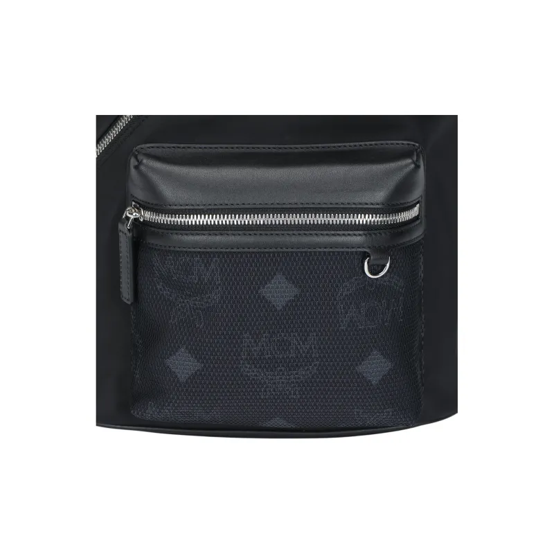 MCM Aren Recycled Nylon Sling Bag Medium Size Men's Black-4