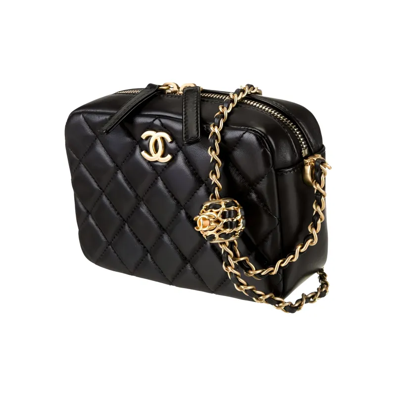 CHANEL Sheepskin Camera Bag, Shoulder Bag, Crossbody Bag Women's Black-1