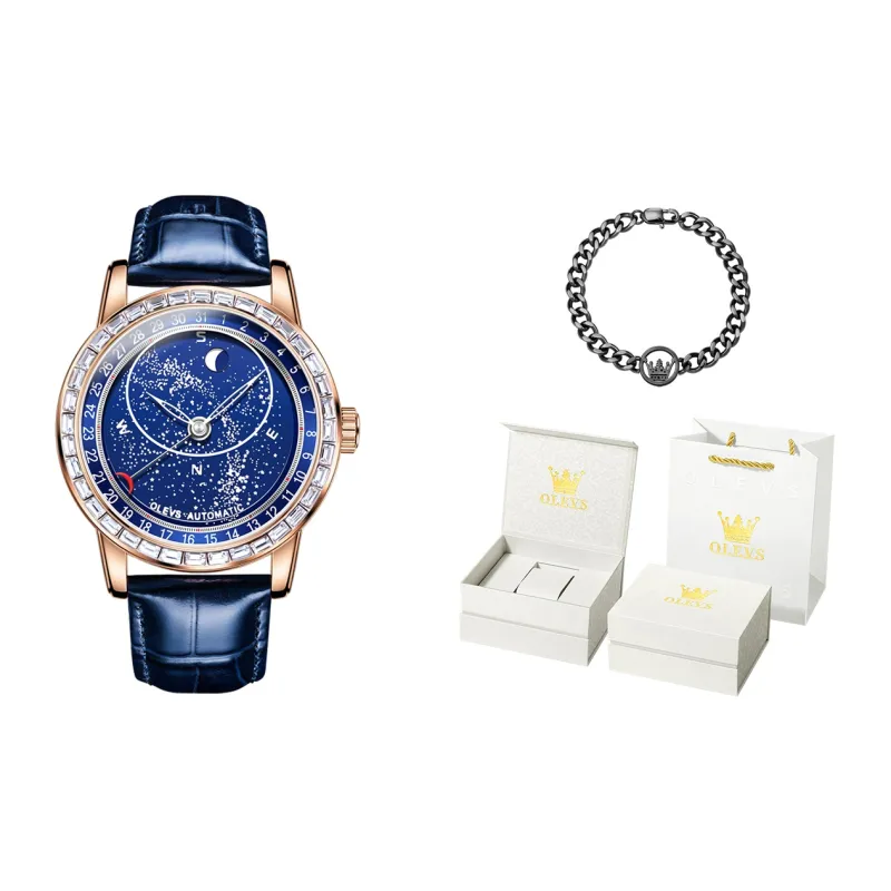OLEVS Radiant Collection Automatic Mechanical Movement Watch Men's Watches Blue Dial-6