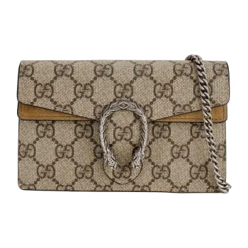 GUCCI Dionysus Super Mini GG Supreme Shoulder Bag Beige/Ebony